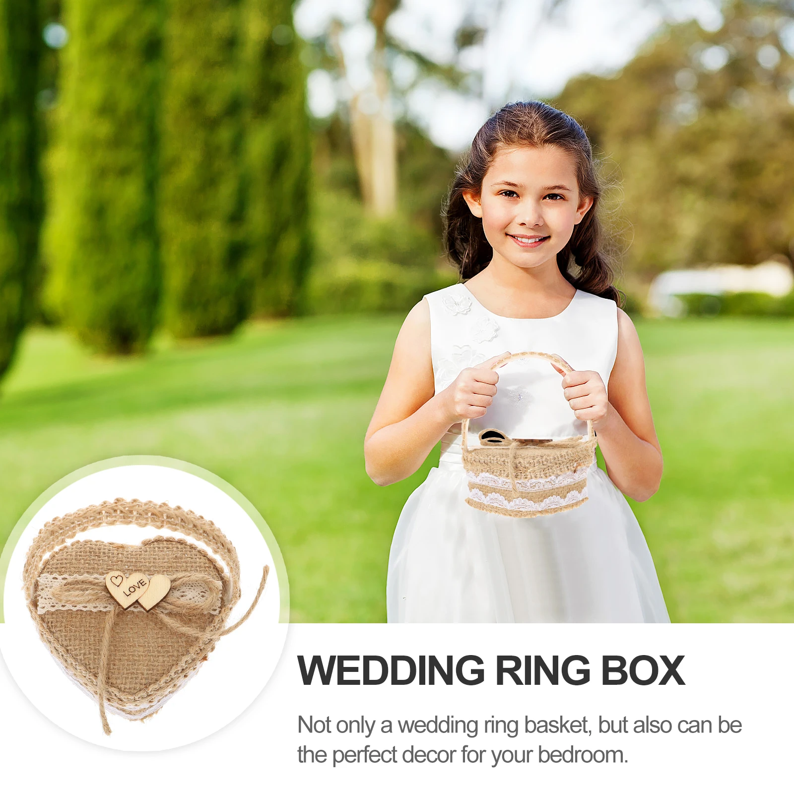 

Heart Shaped Ring Box Jewelry Storage Rural Elegant Wedding Basket Portable Small Hand