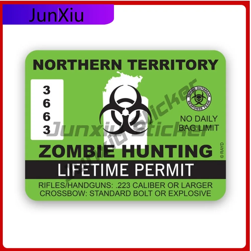 

Northern Territory Zombie Hunting Permit Sticker Uv Protected Decals Undead Corporeal Revenant Zombies Hunter Nt Auto Decor Car