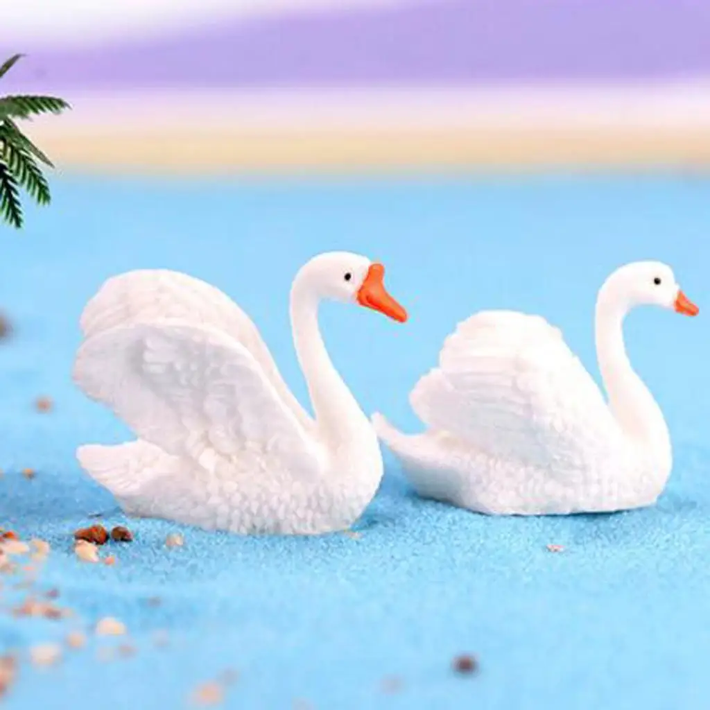 Animals Miniature Ornaments Swan Resin Craft Fairy Garden Decor for Dollhouse Landscaping Decoration