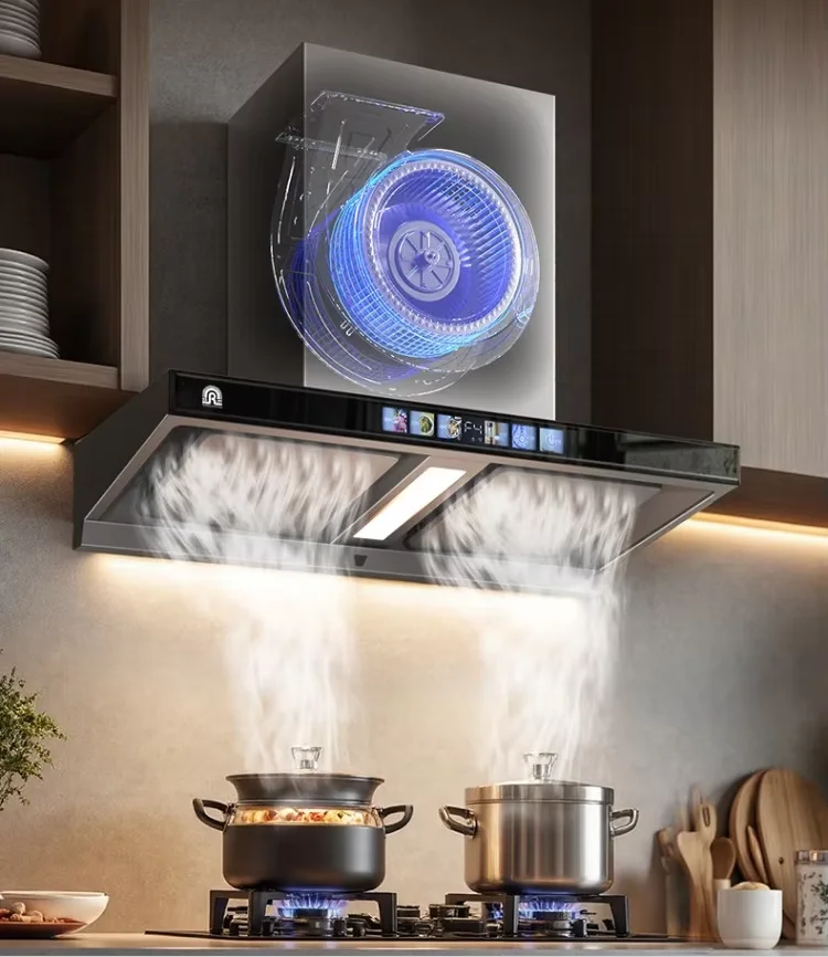 220V Ronshen Range Hood Kitchen Large Suction European Inverter Silent Top Mounted Cooker Hood K