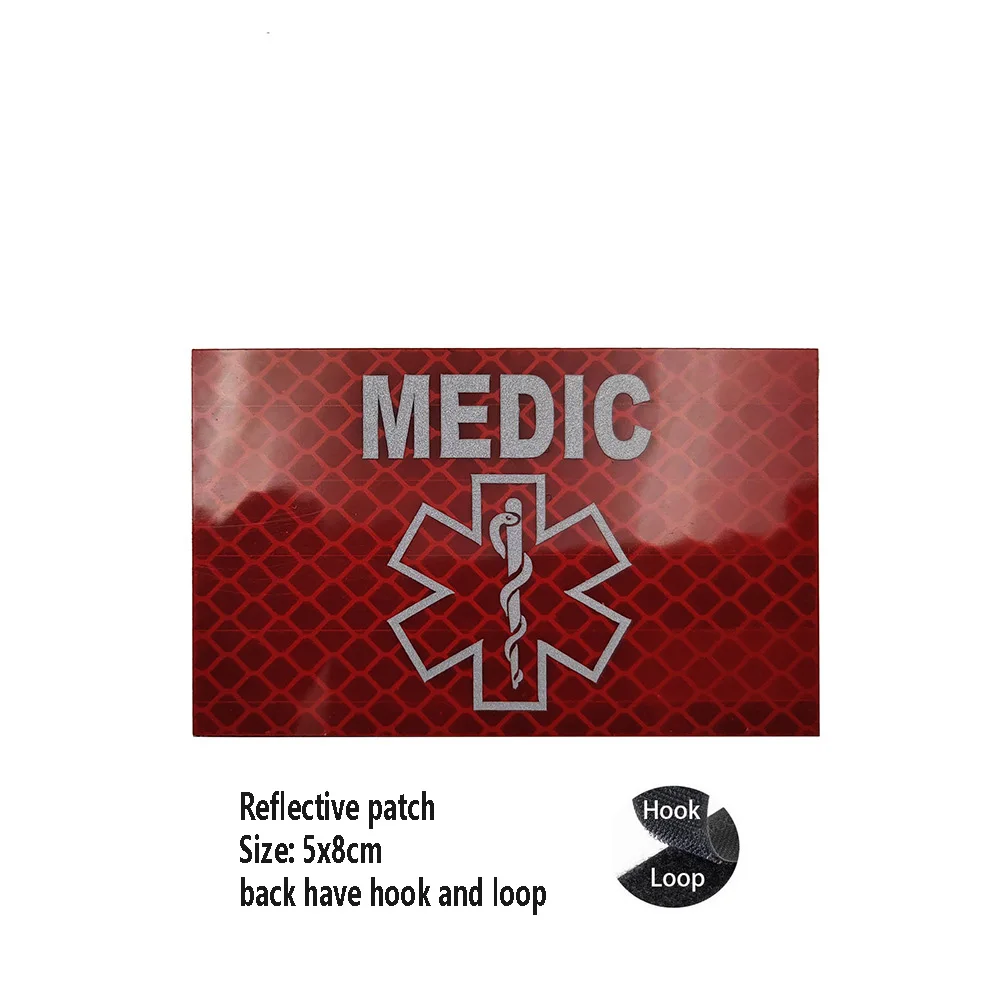 Medical Rescue Series Medallion MEDIC Embroidered Cloth Attached Nylon Laser Cut IR Medallion MED Reflective Magic Patch