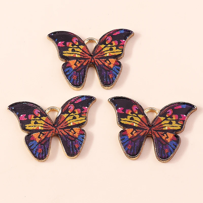 20 Stück 21x15mm Niedliche Bunte Emaille Fliegende Schmetterling-Anhänger für Schmuckherstellung, Ohrringe, Halsketten, DIY-Bastelzubehör – Detail 9