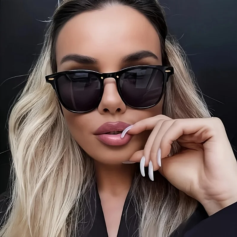 Protective Glasses Fashion Square Sunglasses Women Cat Eye Brand Desgin Sun Glasses Black Rivet Female Shades Eyeglasses UV400 image 3