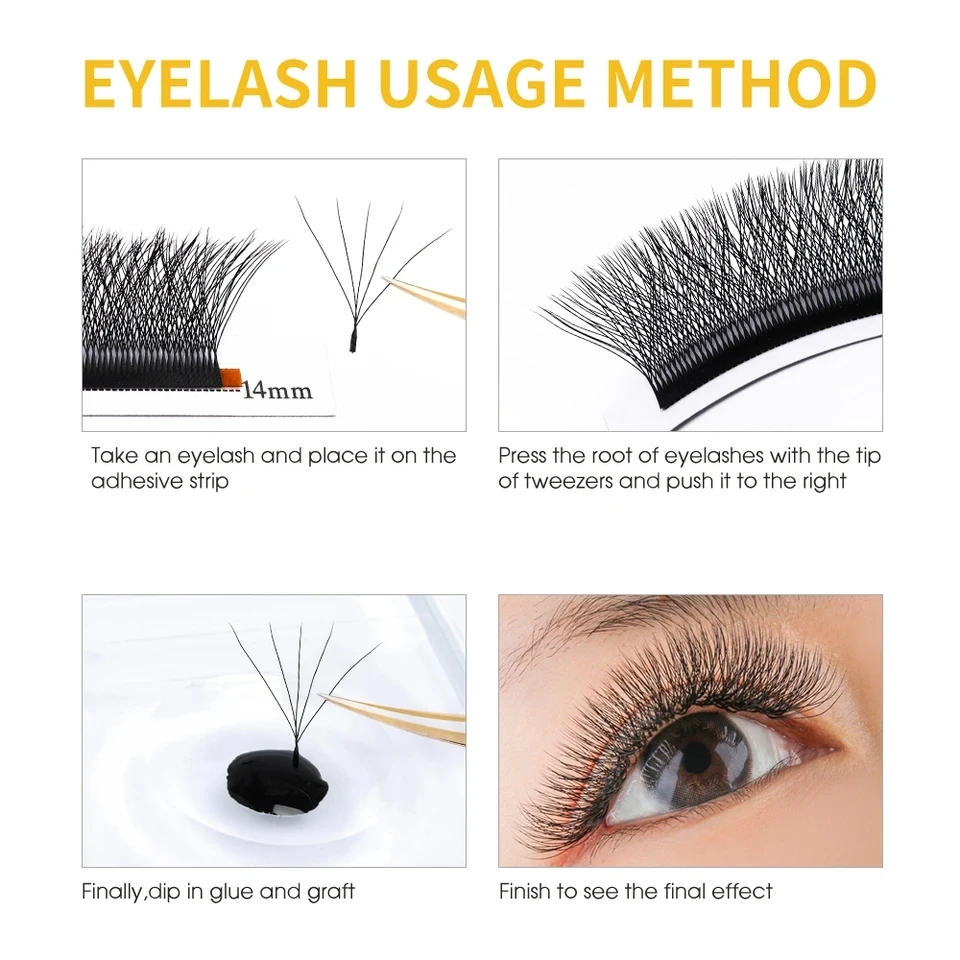 Gemerry L LU Curl YY 3D 4D 5D W Shape Eyelashes Flowering Bloom Premade Fans Eyelash Extensions Makeup 0.07 Individual Lashes