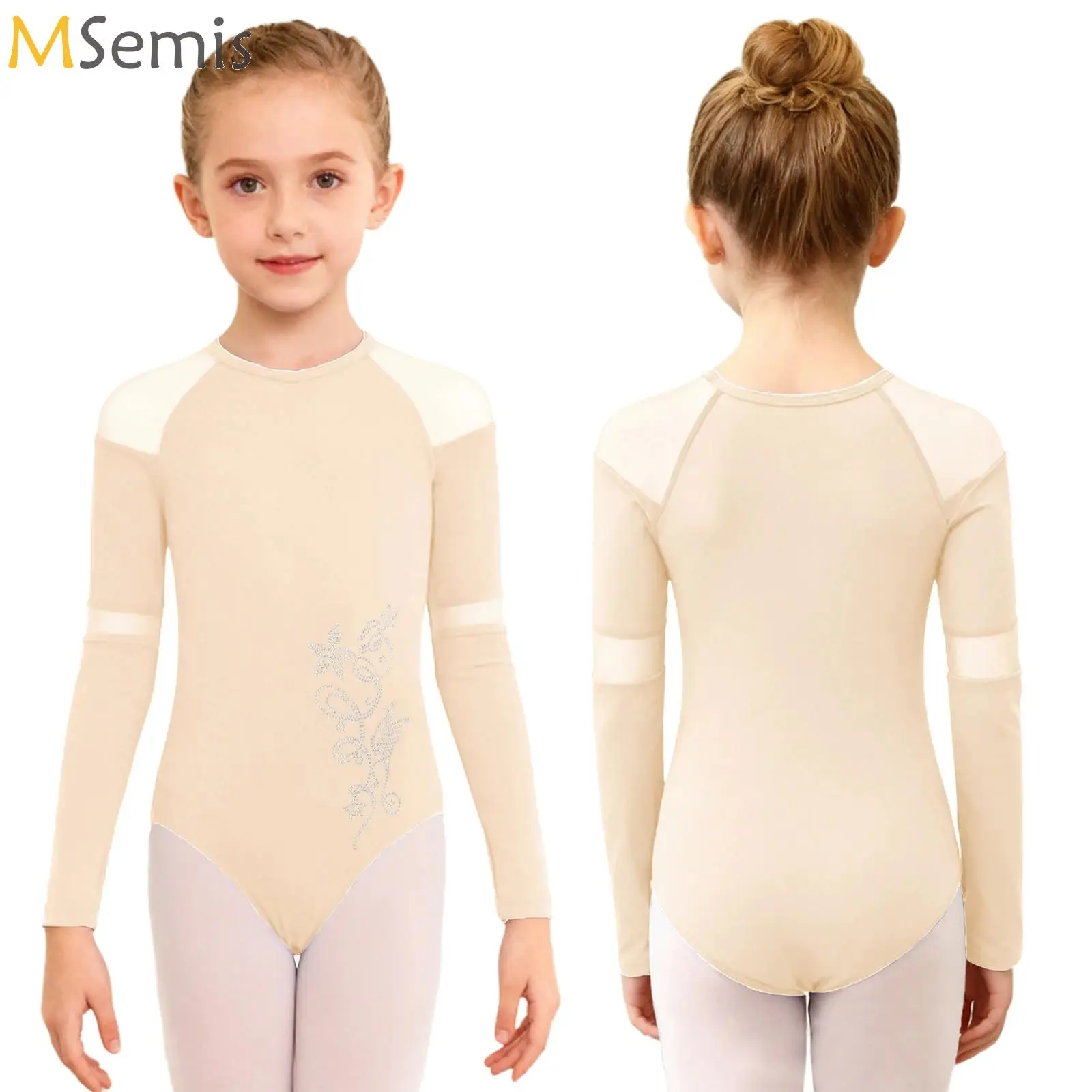 

Kids Girls Long Sleeve Dance Leotard Ballet Underwear Thin Fleece Lined Dance Bodysuits Gymnastics Training Exercise Clothes
