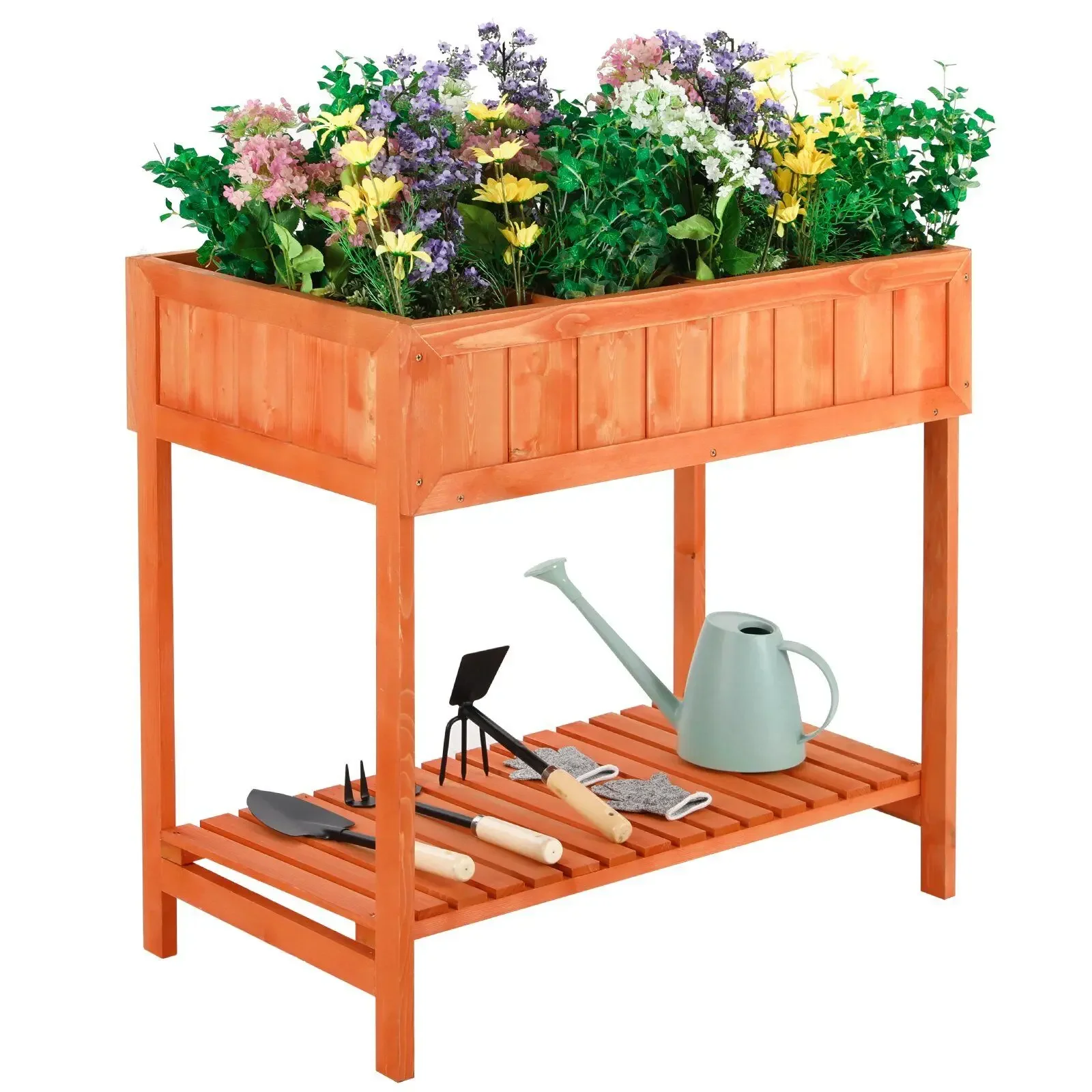 

Elevated Wood Raised Garden Bed with Legs Flower Raised Bed Herb Planter Box for Plant Pot