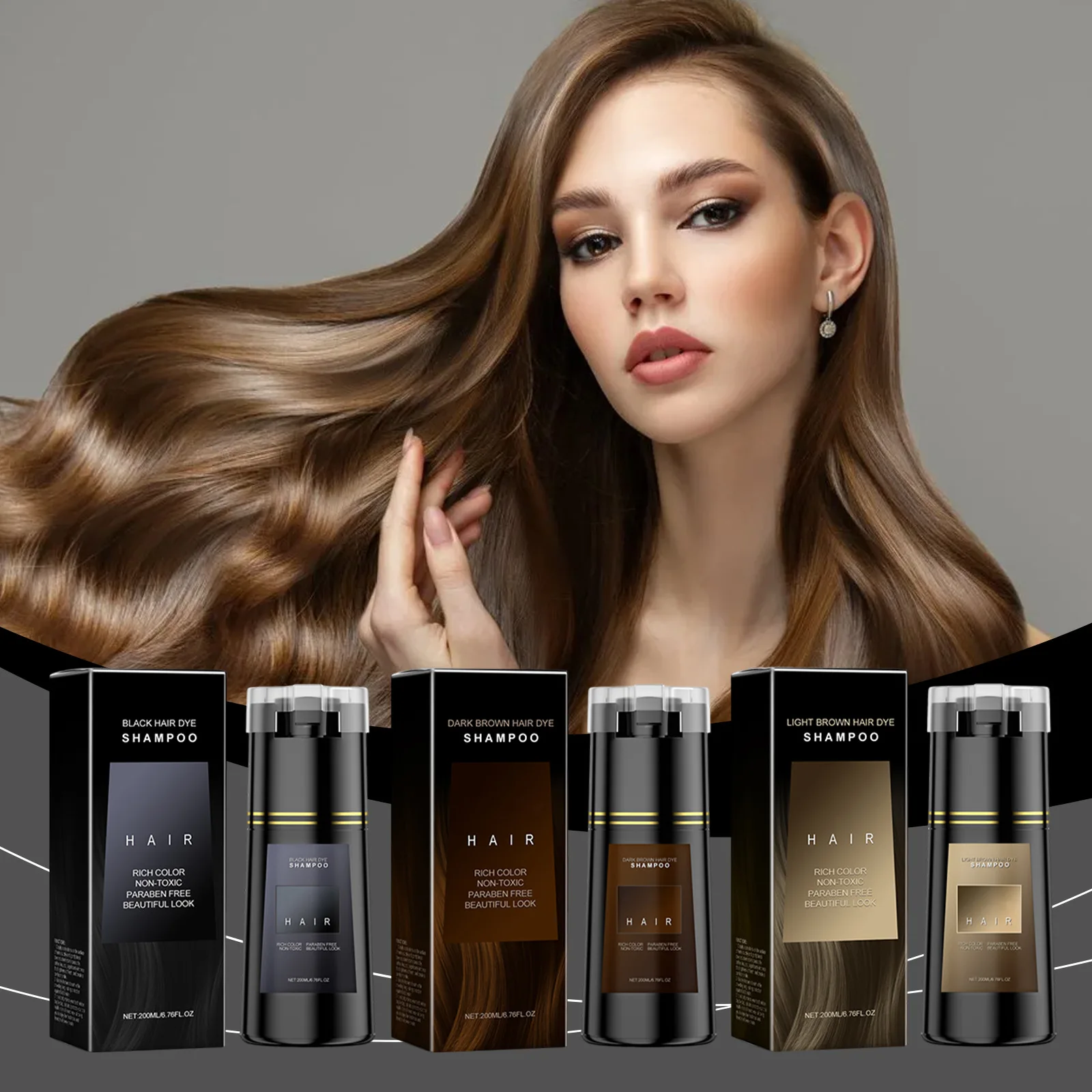 Hair Dye Shampoo 3 Colors Black Dark Brown Light Brown Natural Plant Cover Gray Hair Permanent Coloring Hair Shampoo Women Men