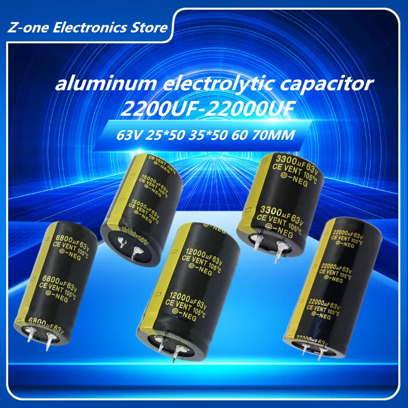 2Pcs  Audio Electrolytic Capacitor 63V 3300UF 4700UF 6800UF 10000UF 12000UF 15000UF 22000UF Low ESR For Hifi Amplifier