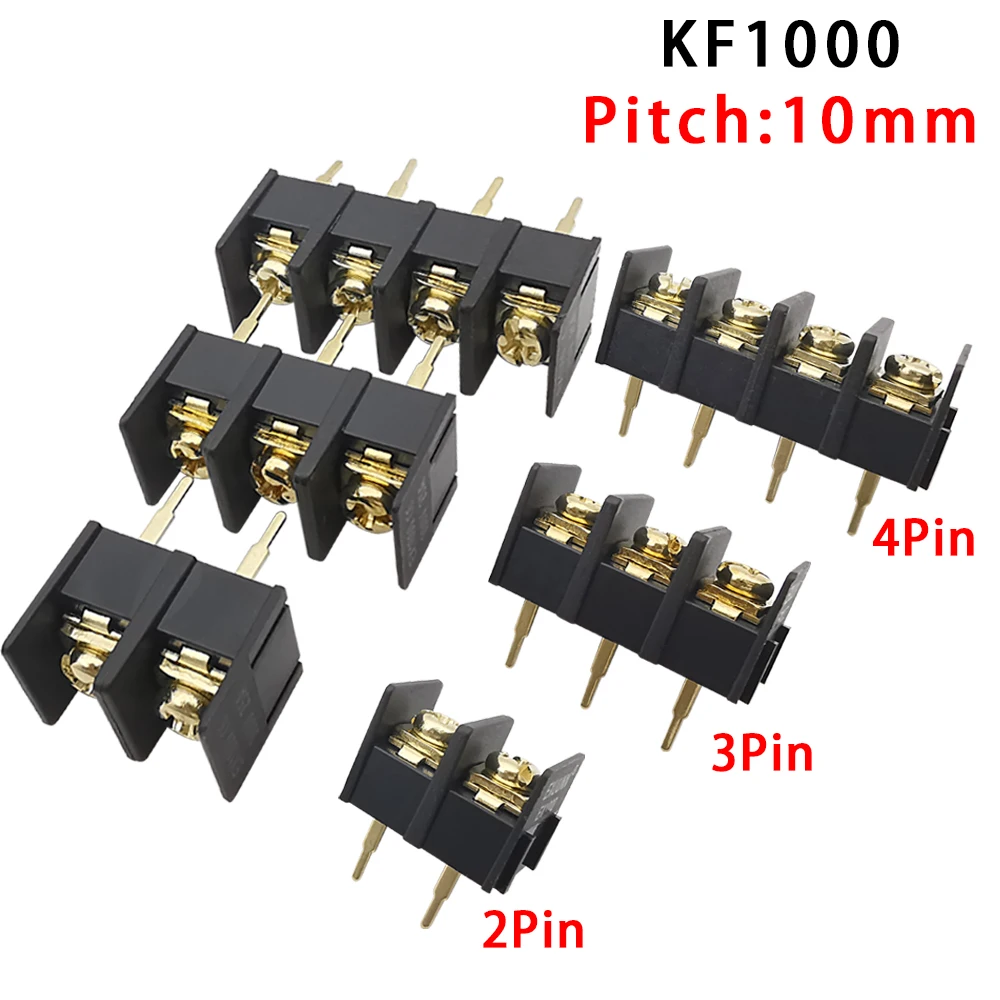 5Pcs KF1000 PCB Screw Terminals Block Connector Straight Pins 2/3/4Pin 10mm Pitch Spliceable Screw Terminal Block Wire Connector