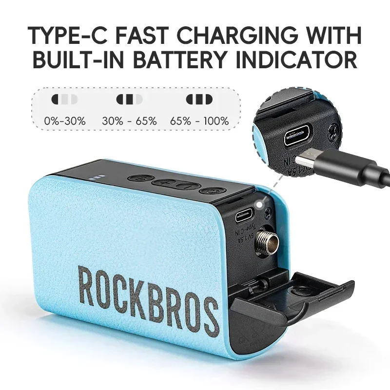 

ROCKBROS мини-электрический воздушный насос 20PSI надувной насос для шариков портативный перезаряжаемый насос Type-C светодиодный компрессор с цифровым дисплеем