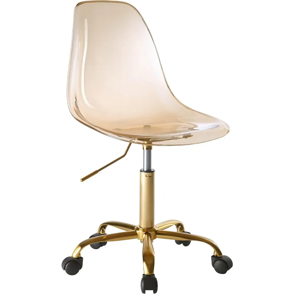 Urban Lifestyle Acrylic Rolling Desk Chair, Tan 21.25D x 19.68W x 34H Inch