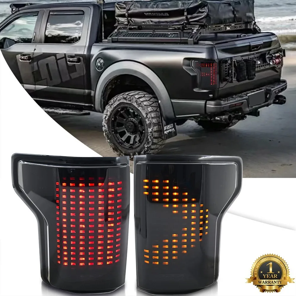 

2Pcs LH+RH Smoke LED Tail Lights Assembly For Ford F150 Pickup 2015-2020 Sequential Turn Signal Trunk Rear Brake Lamps