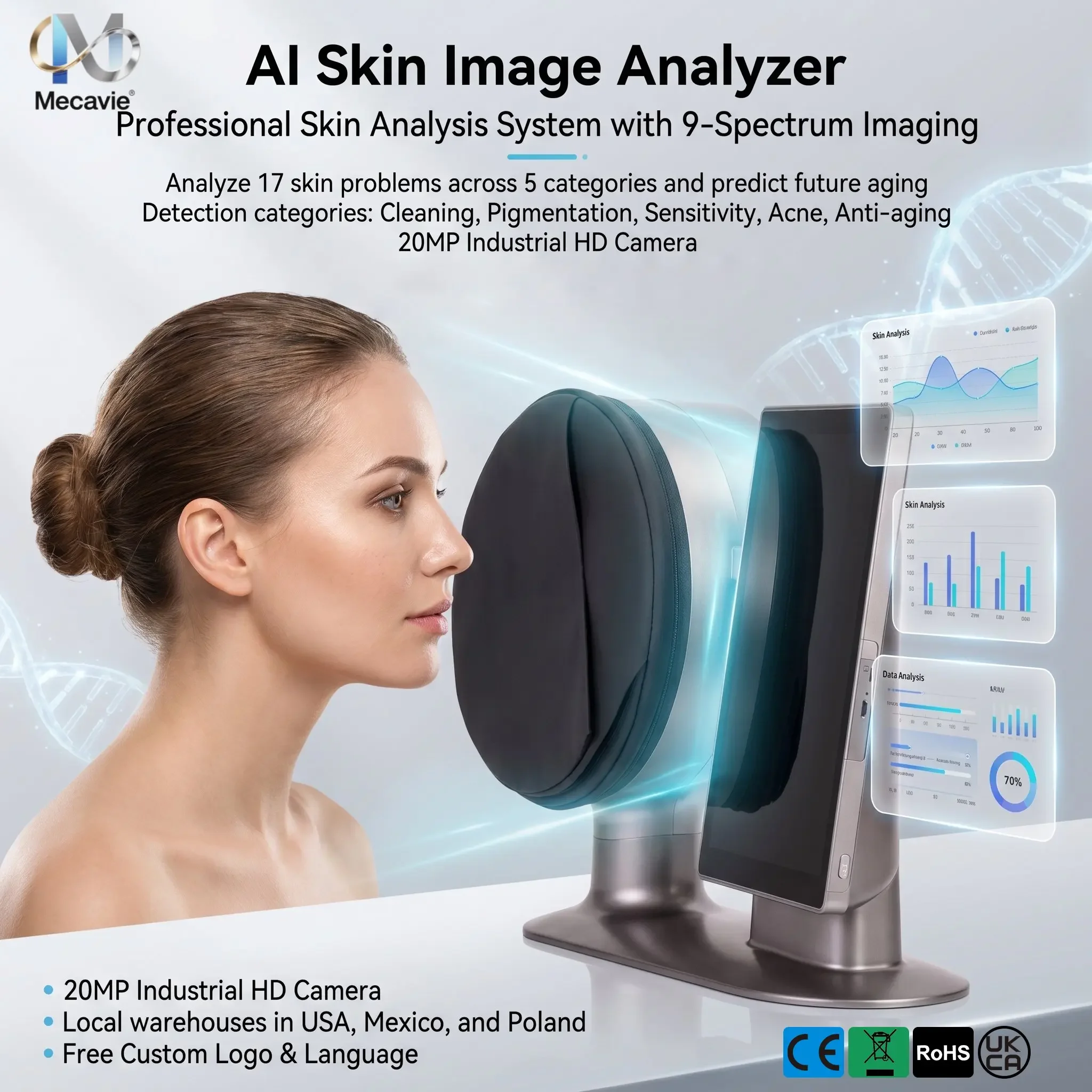 New Design 2IN1 AI Intelligent Skin Analysis Machine Hair Follicles Scalp Scanner Detector Hair Analyzer Scalp Care Machine