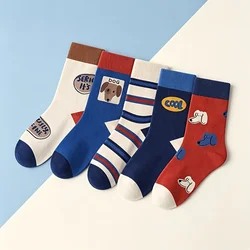 Autumn Children's Socks Little Big Boys Cotton Socks Baby Cartoon Pattern Sock 5 Pairs/bag