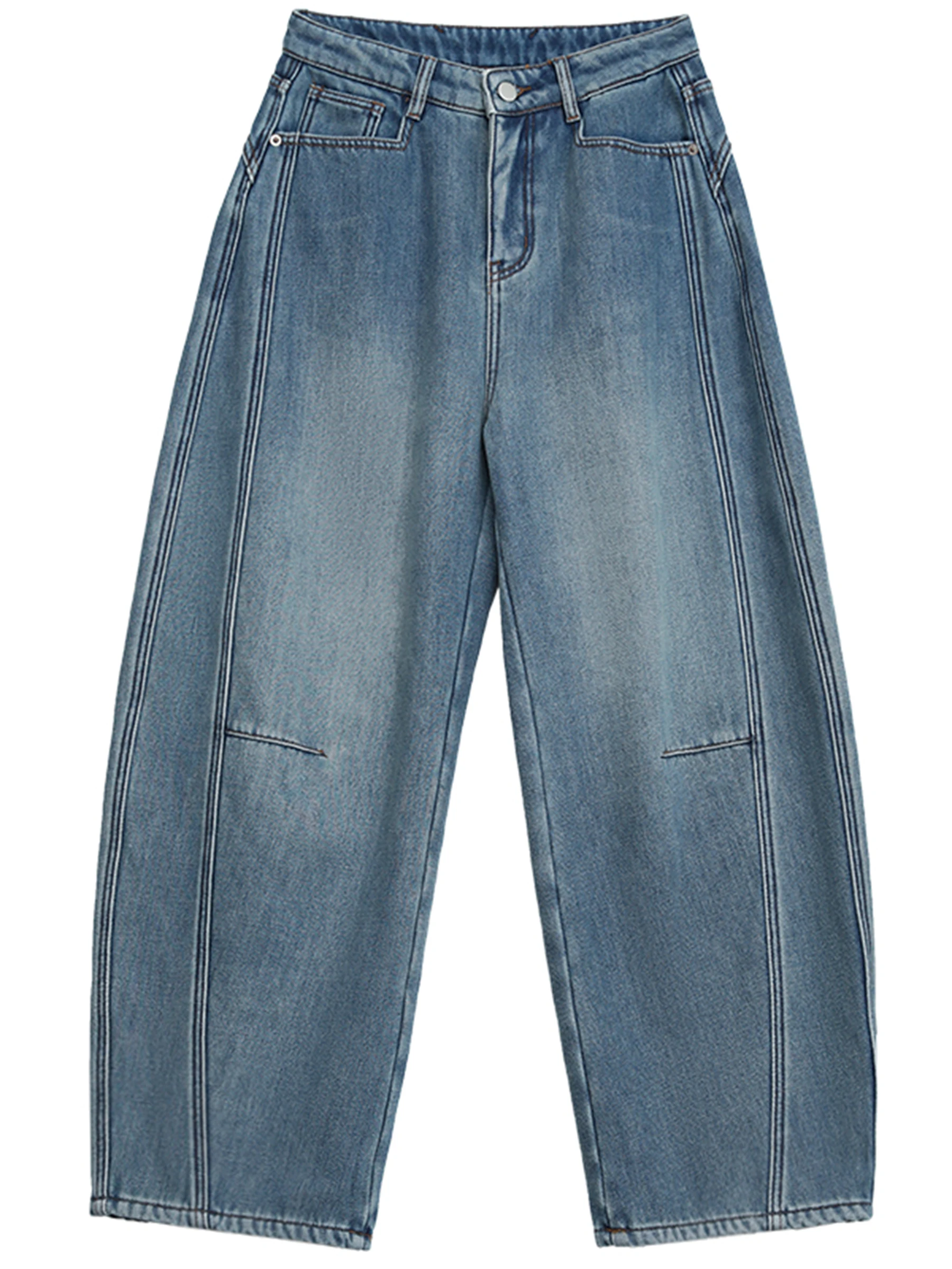 Chique ven calças de brim femininas soltas casuais retro divisão emenda feminina perna larga pelúcia quente calças jeans senhoras outono inverno 2025