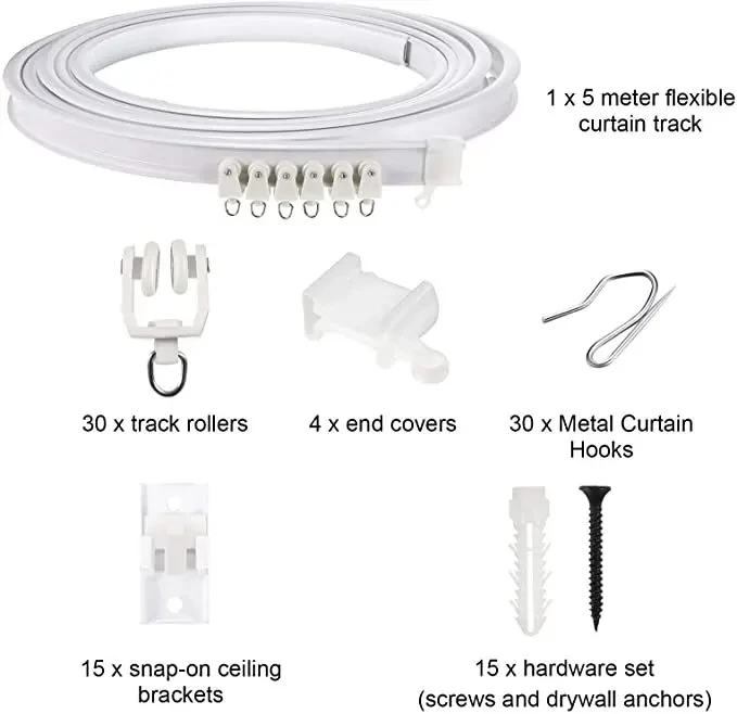 1m/2m/3m/4m/5mcurtain Track Pole Universal Curved Track Can Be Bent And Flexibly Slid Making Installation Convenient