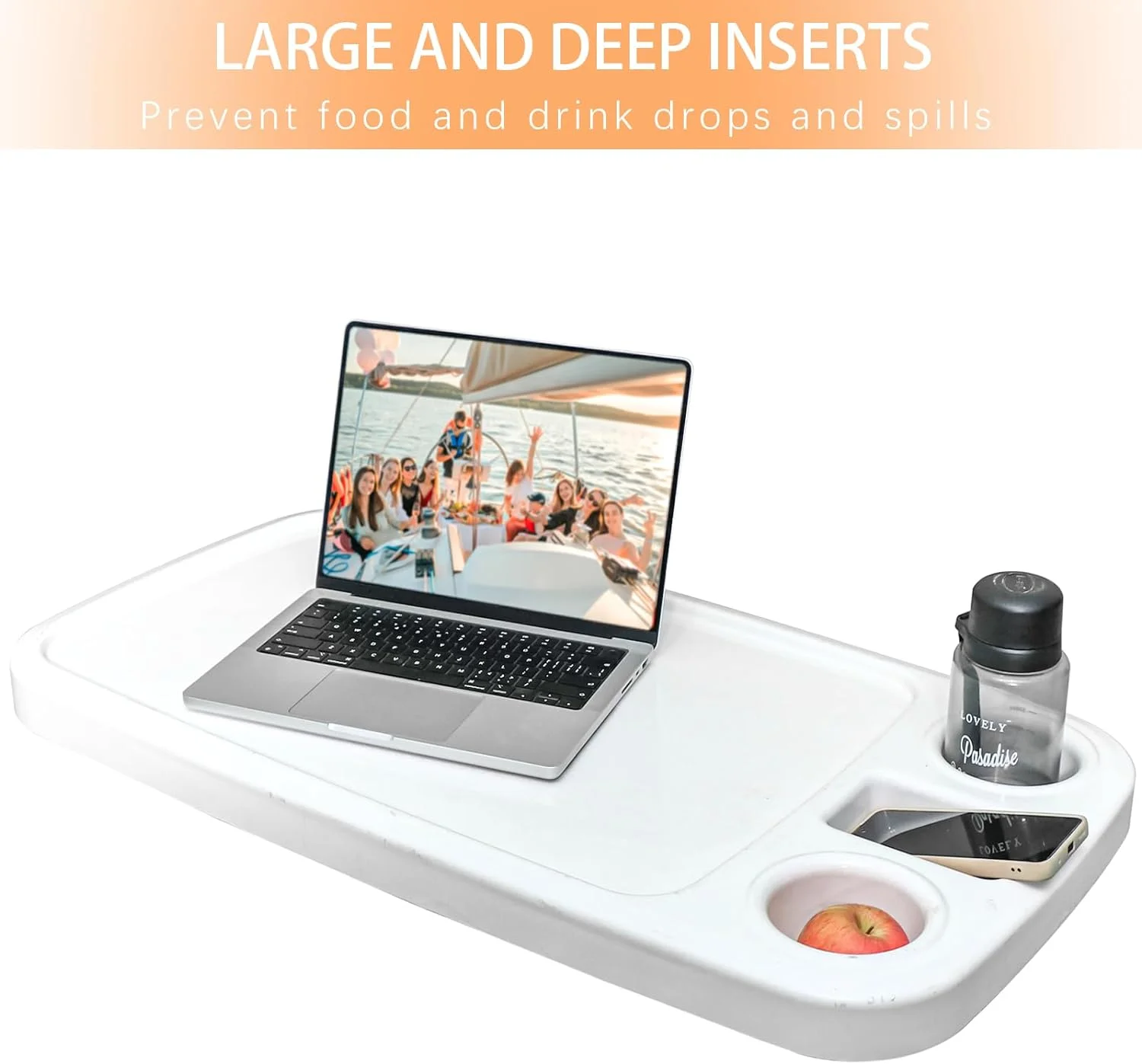 Removable Boat Table, 34X18 inch Rectangular Pontoon Boat Table Marine RV Table Top, Phone Holder ABS Waterproof and Anti-Aging