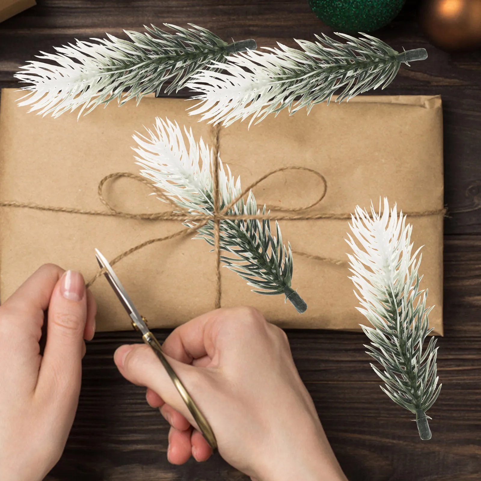 

30pcs Artificial Pine Needles Decoration Christmas Wreaths Wedding Office Outdoor Bright Colors Practical Pine Decor