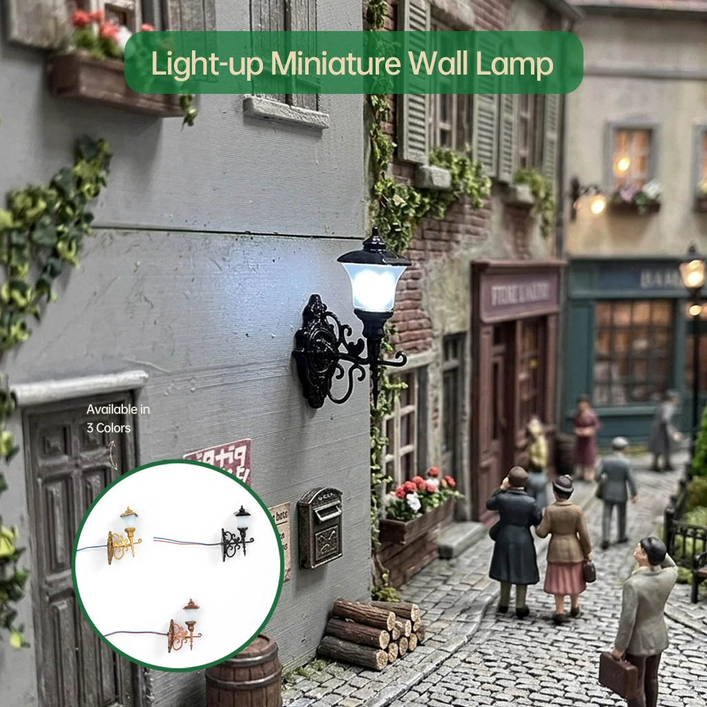 2 Stück HO Miniatur-LED-Wandleuchte Modellbeleuchtung für 1:87 Mikro-Landschaft Puppenhaus-Dekoration Sandtisch-Baumaterialien/Dioramen