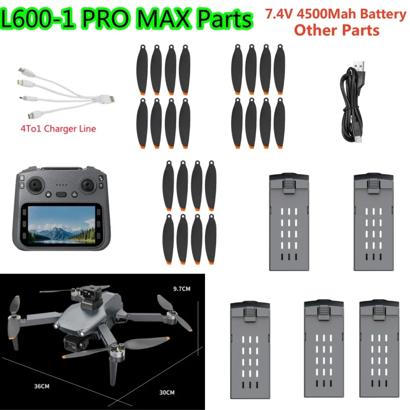 

L600-1 PRO MAX Пульт дистанционного управления RC Дрон Квадрокоптер Запасные части Аксессуары 7,4 В 4500 мАч Батарея Рычаг Пропеллер Уникновение препятствий