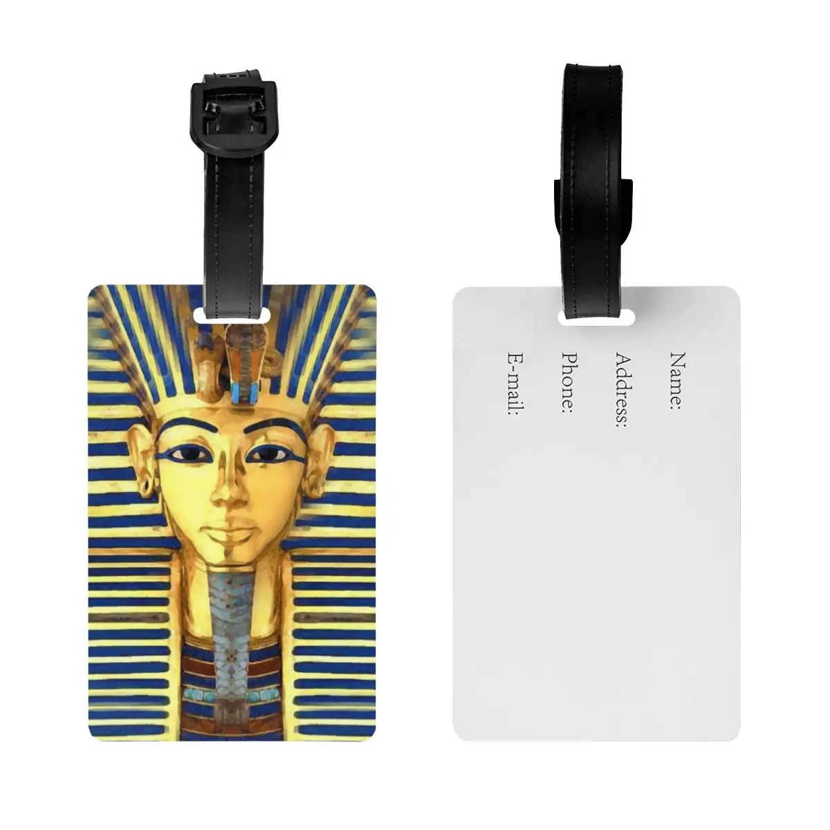 Pharaoh King Tut Gold Lapis Luggage Tags for Suitcases Funny Egypt Egyptian Baggage Tags Privacy Cover ID Label