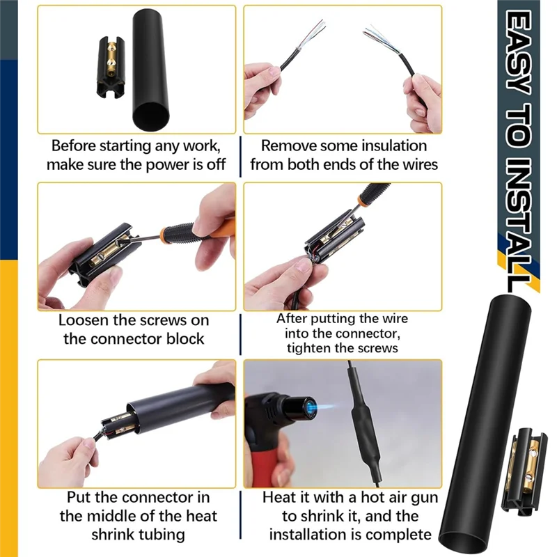 Kit Penyambung Kabel ABBP 2 Set Untuk Kabel UF 14/3 Hingga 8/3, Penyambung Kabel Terpendam Langsung Dan Selubung Susut Panas Untuk Kabel Listrik