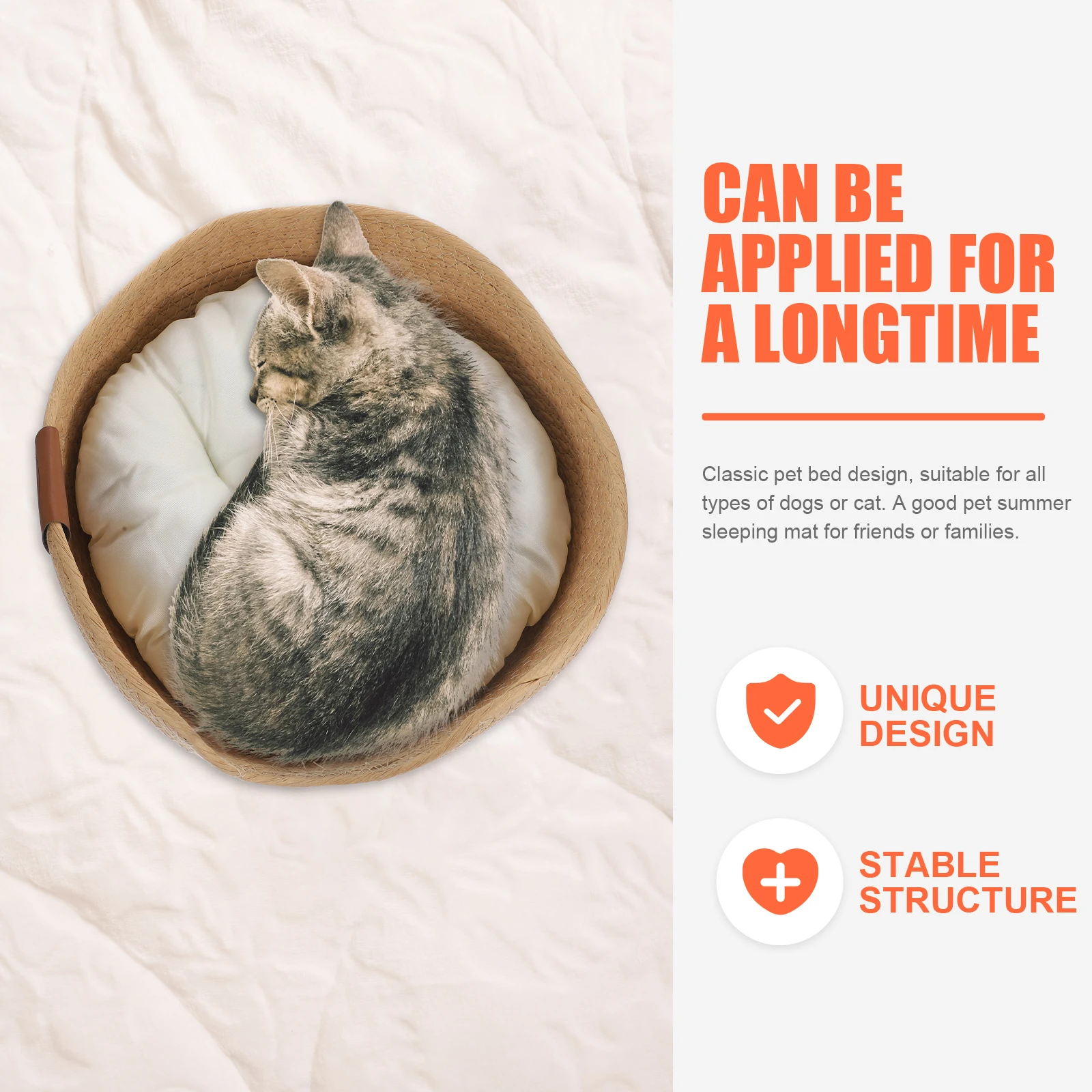 

Comfortable Woven Cat Sleeping Bed 1set Pet Nest with Removable Mat Summer Cat House Four Season Indoor Pet Sleeping Supply