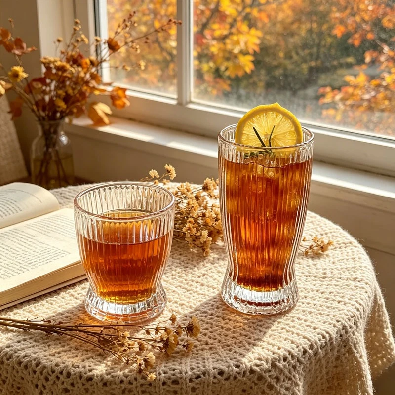 

Household Vertical Patterned Water Cup Glassware for Drinking Ins Minimalist Striped Glass Cup Iced Coffee Cup Cold Drink Cups