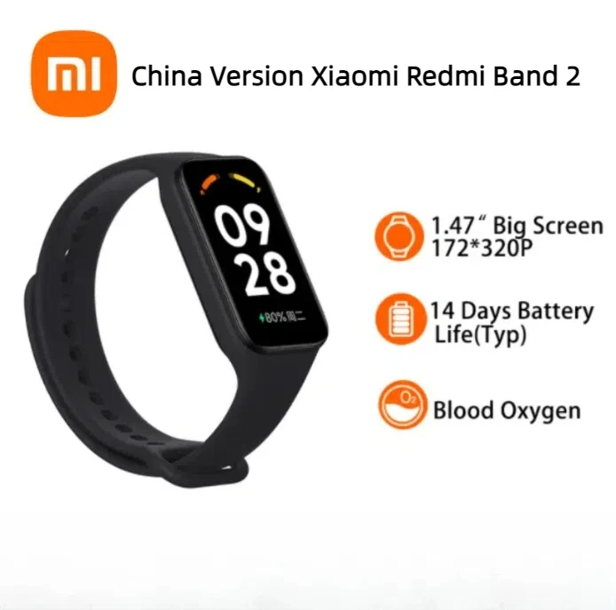 

Китайская версия Xiaomi Redmi Band 2, кислород в крови, 1,47 дюйма, умный браслет с большим экраном, пульс, здоровье, измерение сна, браслет Xiaomi