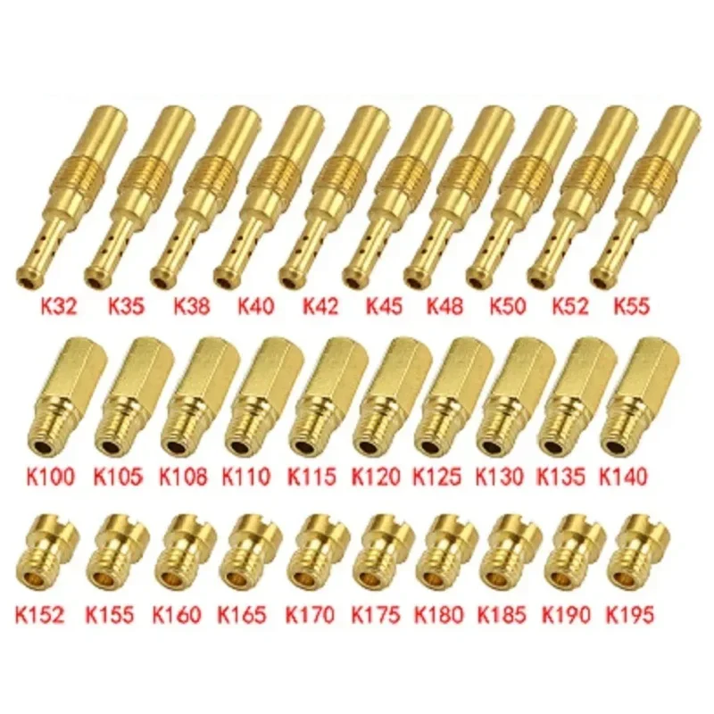 1set Copper Mortorcycle Carburetor Nozzle Main Jets and Slow Jets Replacement for PE24 26 28 30 NSR KX80 KX100 KX125 PWK PWM OKO