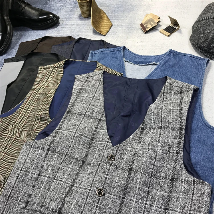 

Винтажный шерстяной жилет Busin Slim Fit для ношения под рубашкой, в британском стиле, для повседневной носки, мужской жилет, осенне-зимняя одежда