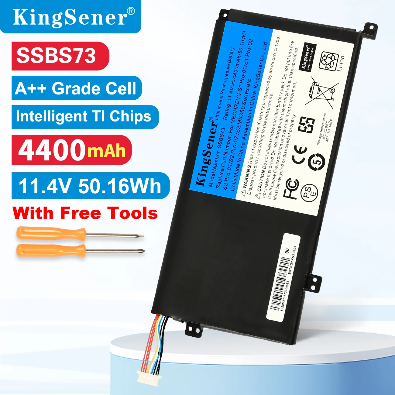 KingSener SSBS73 Laptop Battery for MECHREVO S3-01 S3-02 S3 Pro S5R S5R-5BB4U S5RHD-5BB4U Series 11.4V 4400mAh 50.16WH