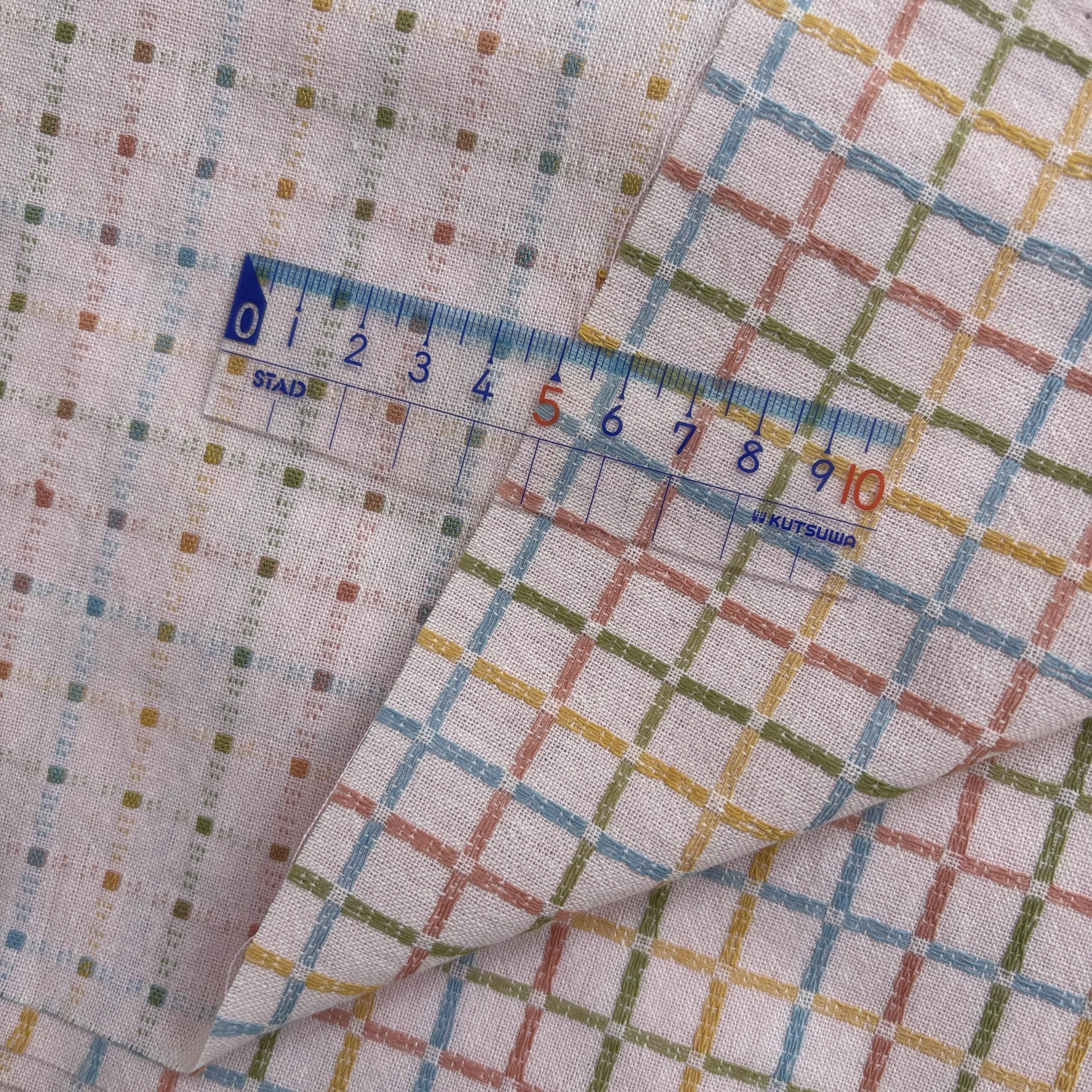 50*145cm  Plaid Vintage Japanese Yarn Dyed Cotton Fabric DIY Patchwork Sewing Purse Quilting Craft Accessoris Fabric