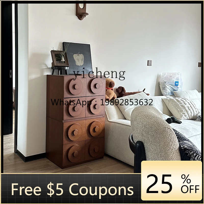 

H3-20 retro card door cabinet combination solid wood living room locker medieval floor TV cabinet