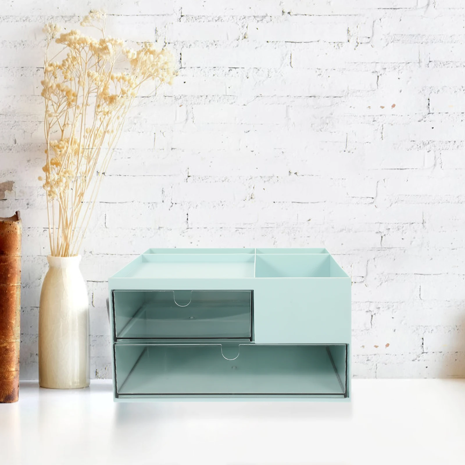 

School Stationery Storage Box Small Office Desk Organizer Bins Items Sky-blue The Hips Decorative Table