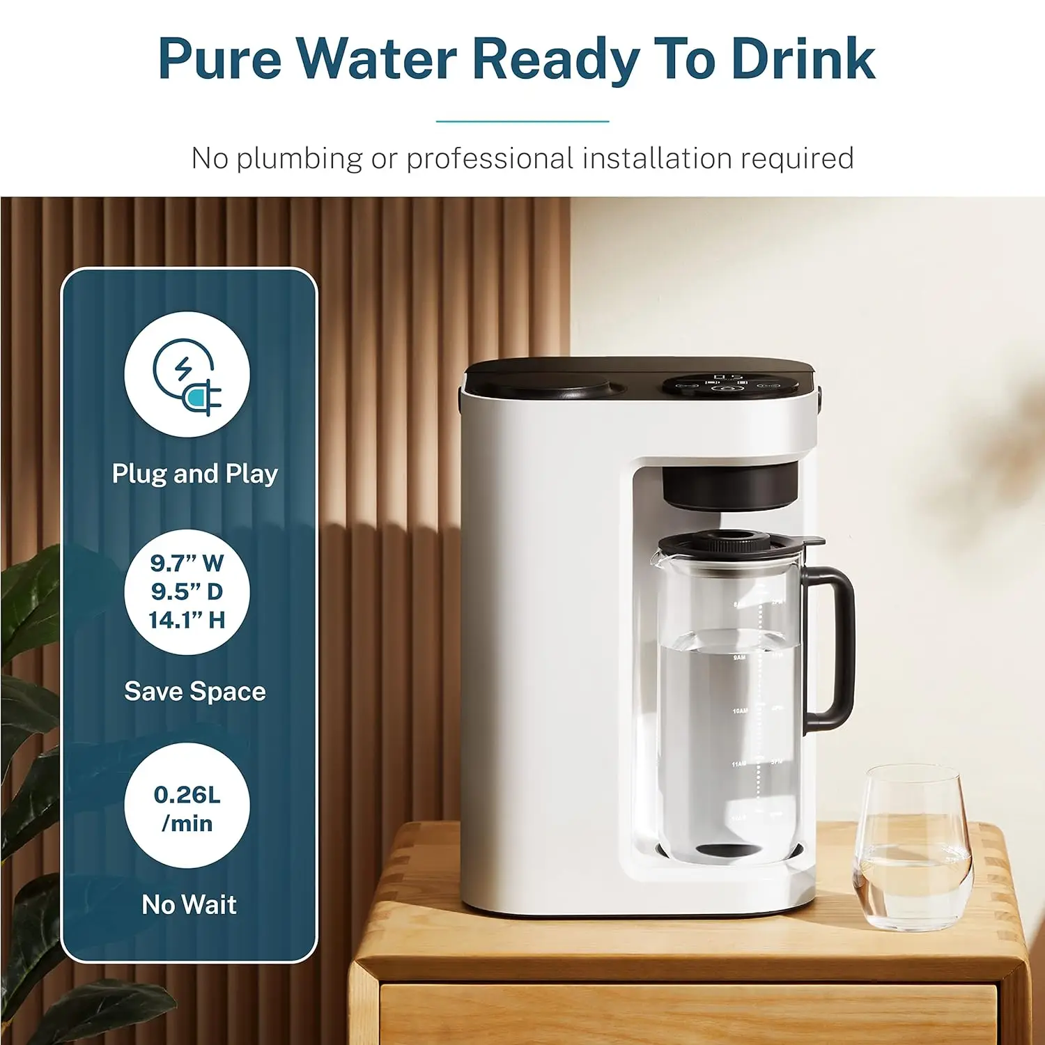 RO100ROPOT-LITE Countertop Reverse Osmosis Water Filter System, 5 Stage Purification, 3:1 Pure to Drain, Portable Water Purifier