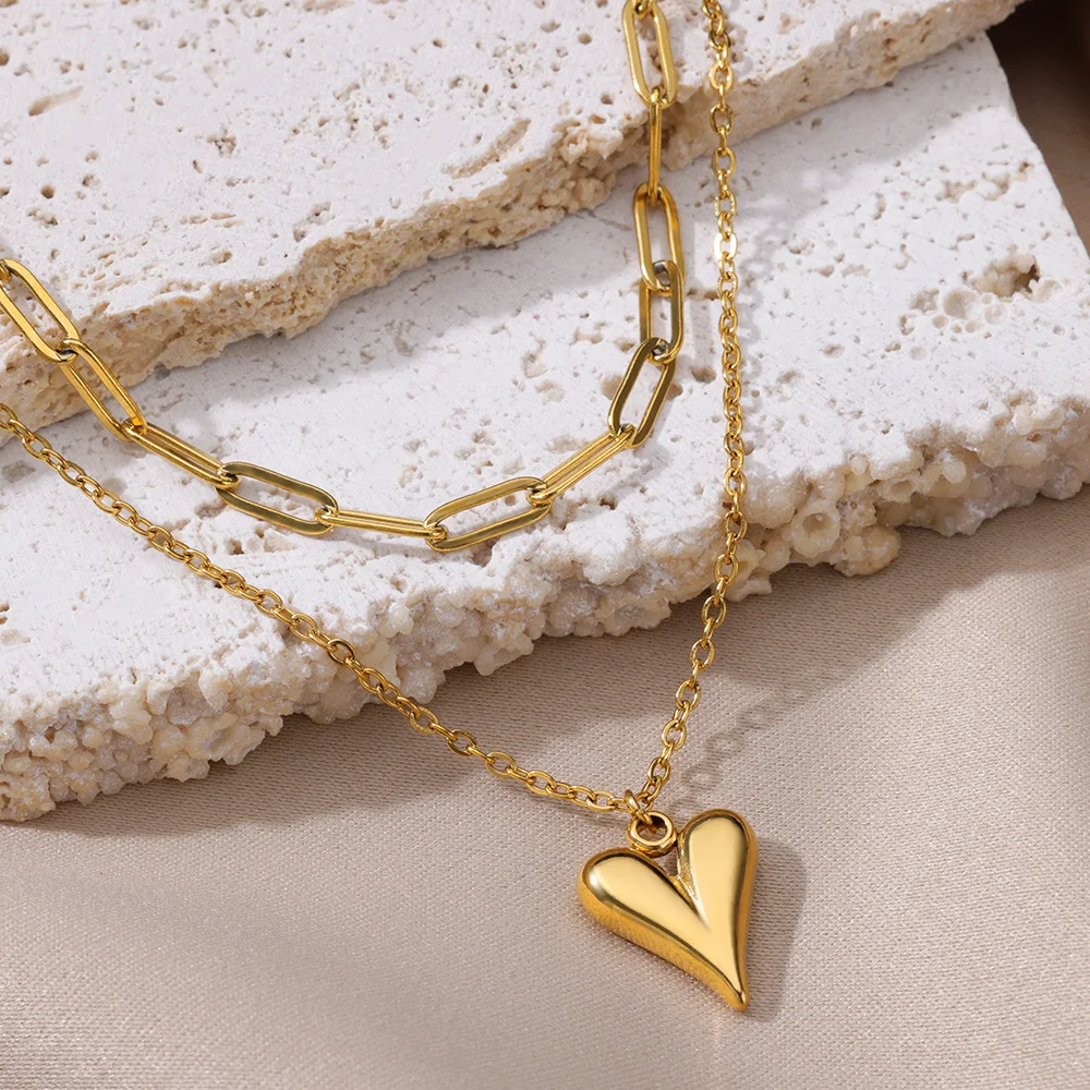 Heart Pendant Necklace for Women Girls 316L Stainless Steel Choker Necklaces Aesthetic Handmade Jewelry Accessories Free Gifts