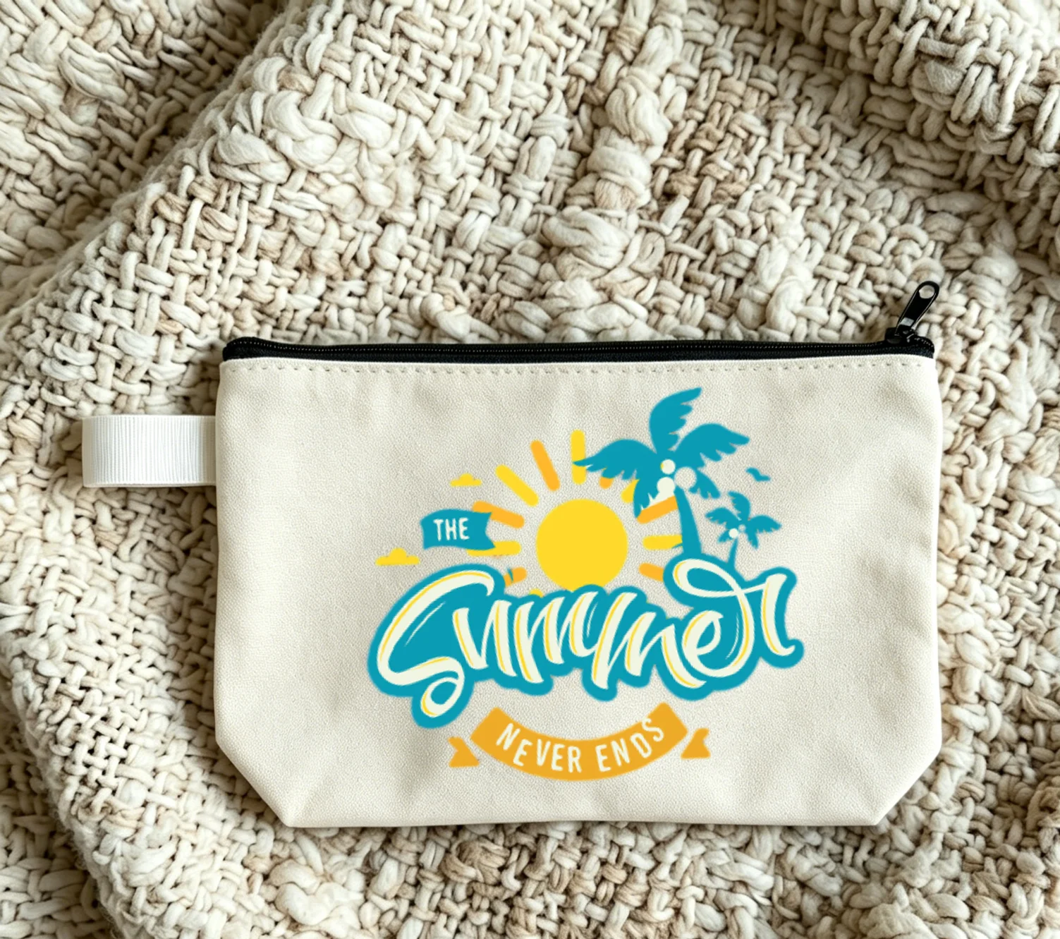 Hello Summer Clutch Bag Women's Cosmetic Bag Beach Vacation Sunglasses Sun Protection Storage Bag Universal Stationery Storage