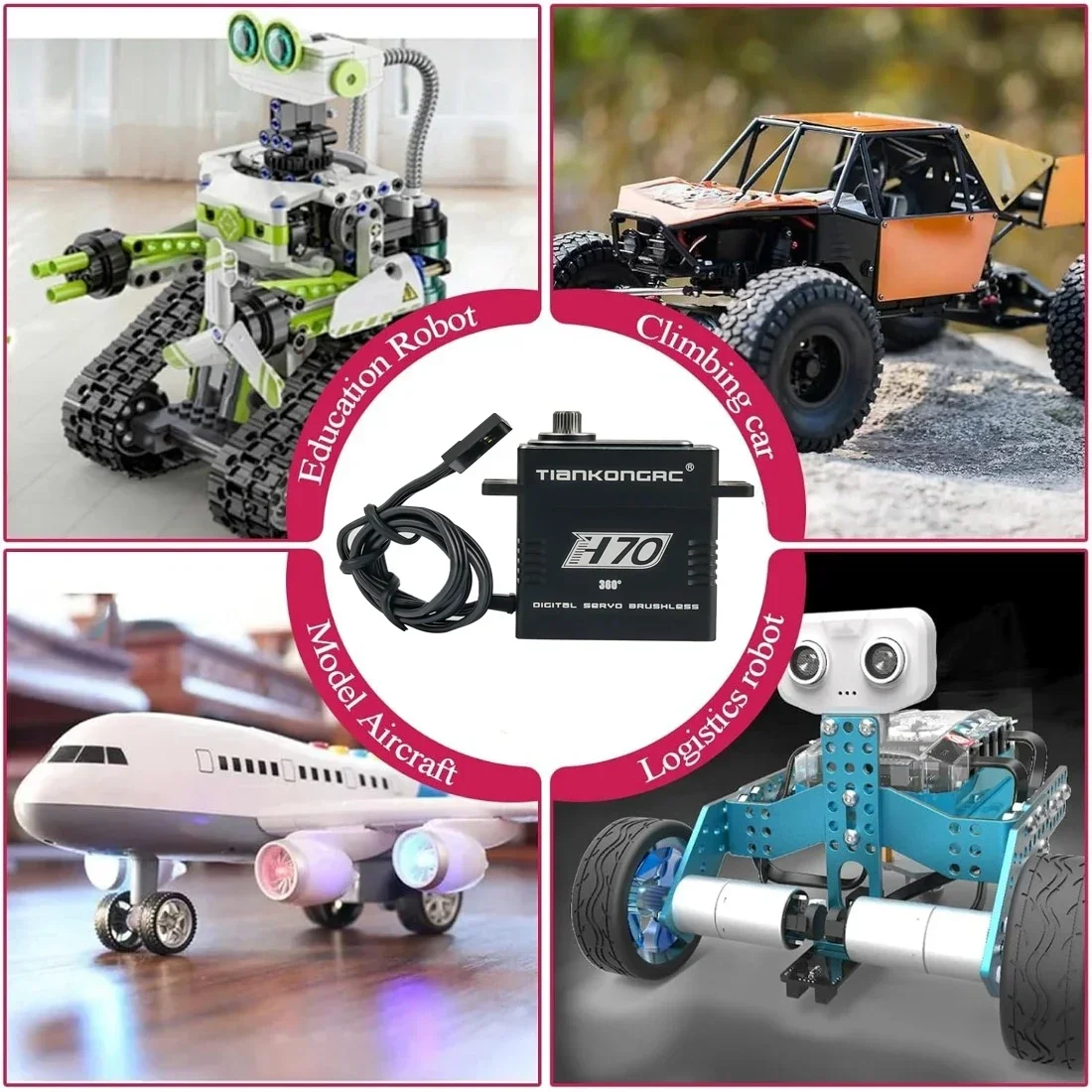 Servo sin escobillas de alto par impermeable de 70 kg 180 ° /270 ° /360 °   Servo de engranaje de acero inoxidable 8,4 V para rastreadores/robotos/SCX10/Traxxas RC
