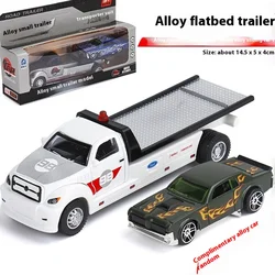 Metallic Flatbed Transporter Toy Car with Retro Power - Pull-Back Thrill for Young Auto Enthusiasts