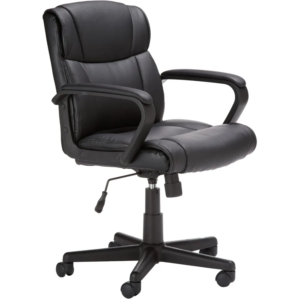 

Office computer chair with padded armrests, adjustable middle backrest, 360 degree rotation and rolling, 275 pound capacity