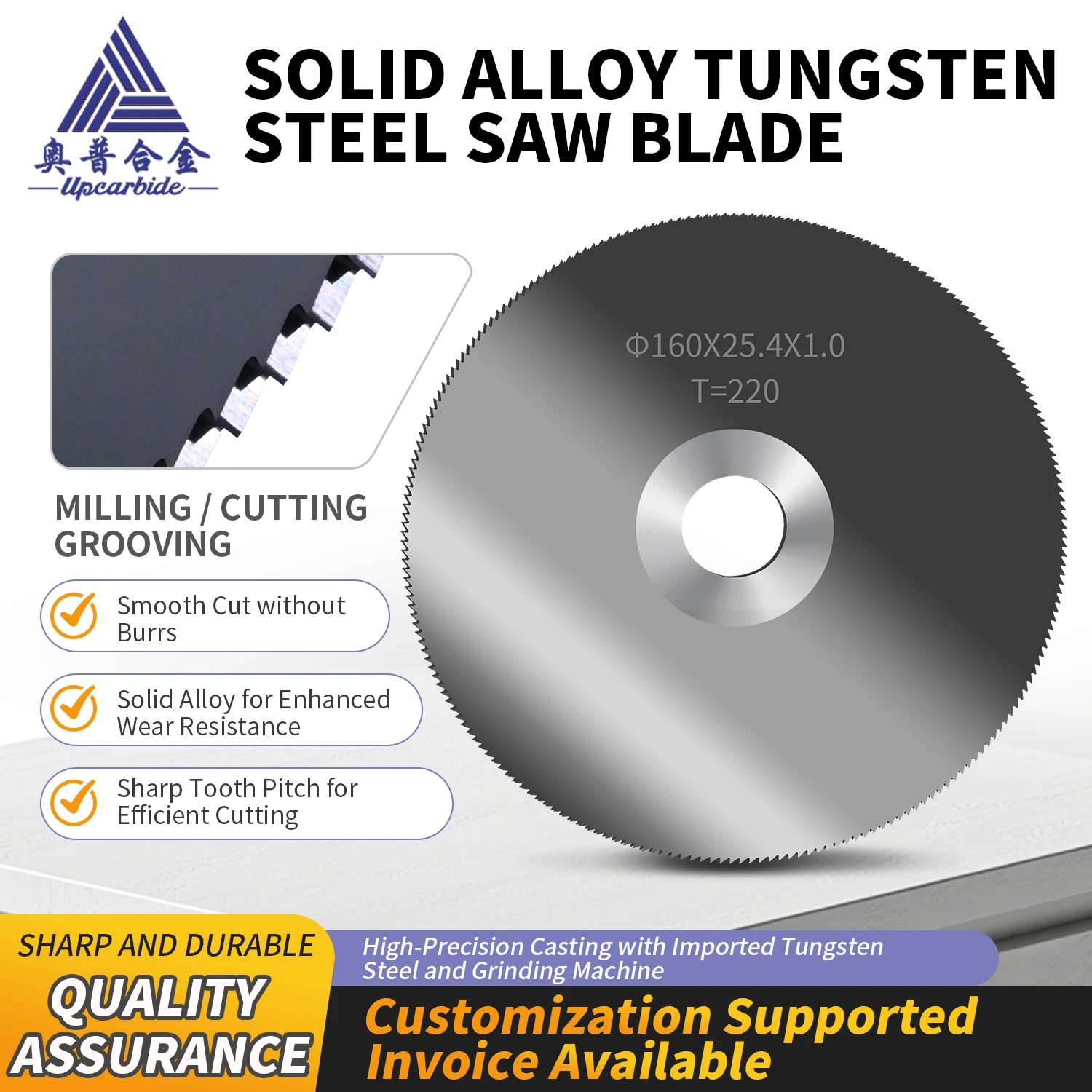 Cutting Wheel for Drill OD160xID25.4x1.0x220T mm, Durable Rotary Tool Cutting Discs Carbide Saw Blades with High Hardness