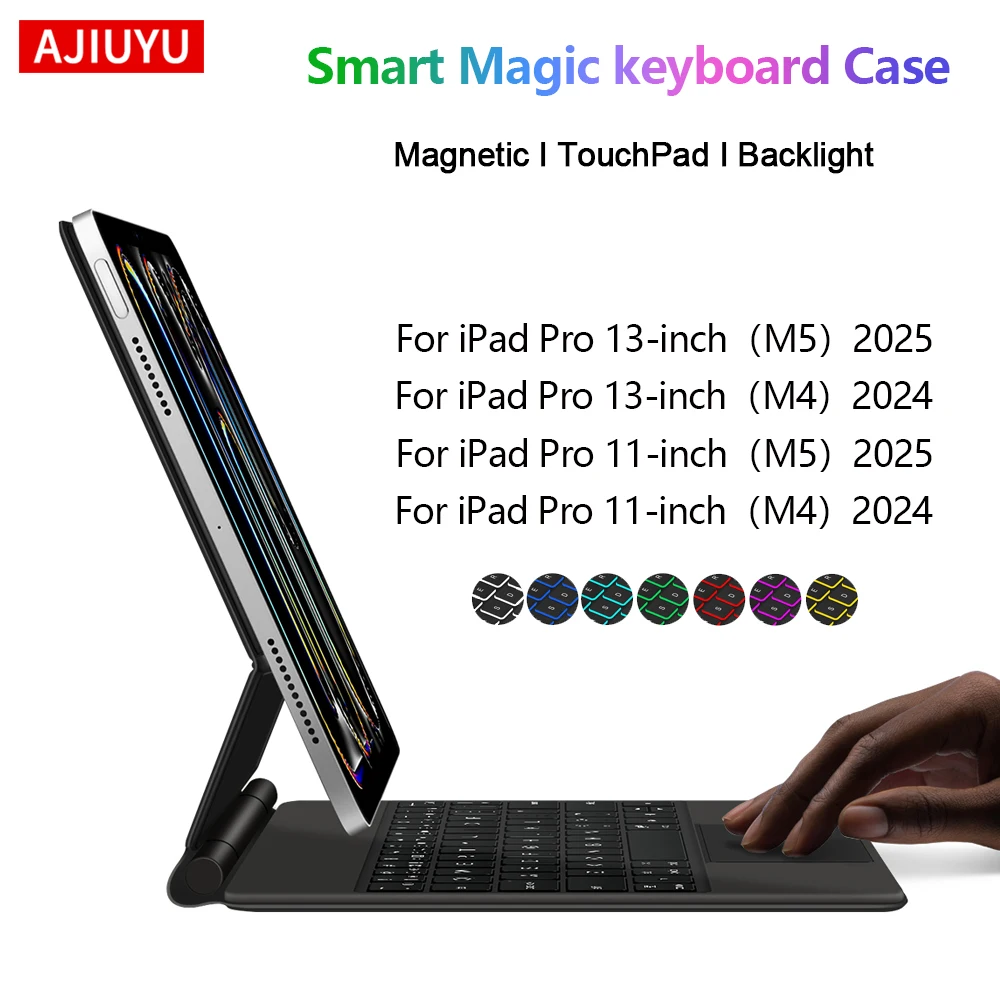 AJIUYU Magnetic Magic Keyboard Case For iPad Pro 11 13 Inch M5 2025 iPad Pro M5 M4 11