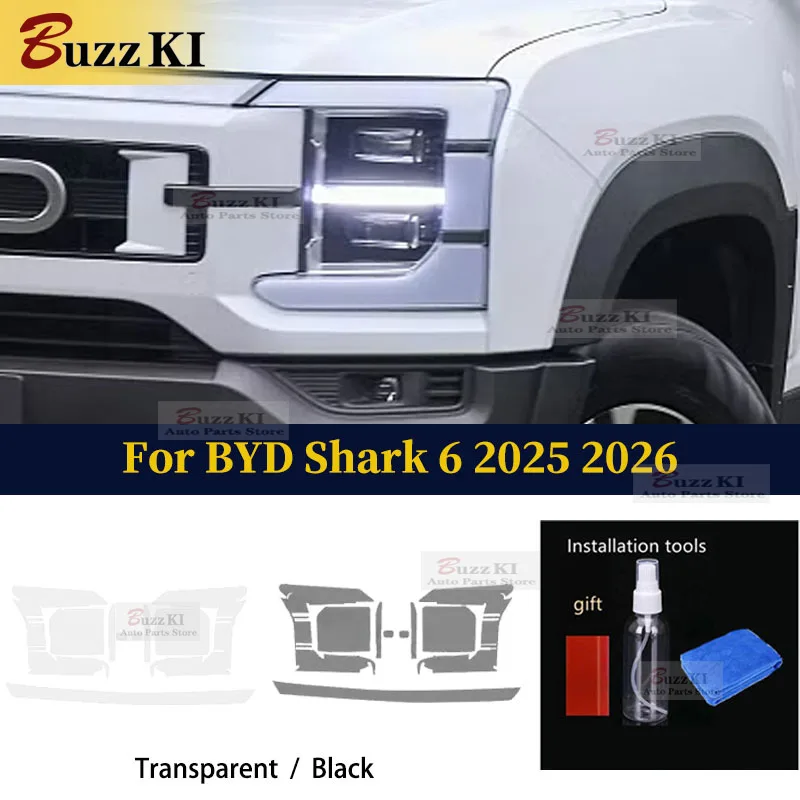 

2025 2026 For BYD Shark 6 Off Road 4X4 TPU Headlight Car Pre Cut Protective Repair Film exterior Car Accessories Repair Sticker