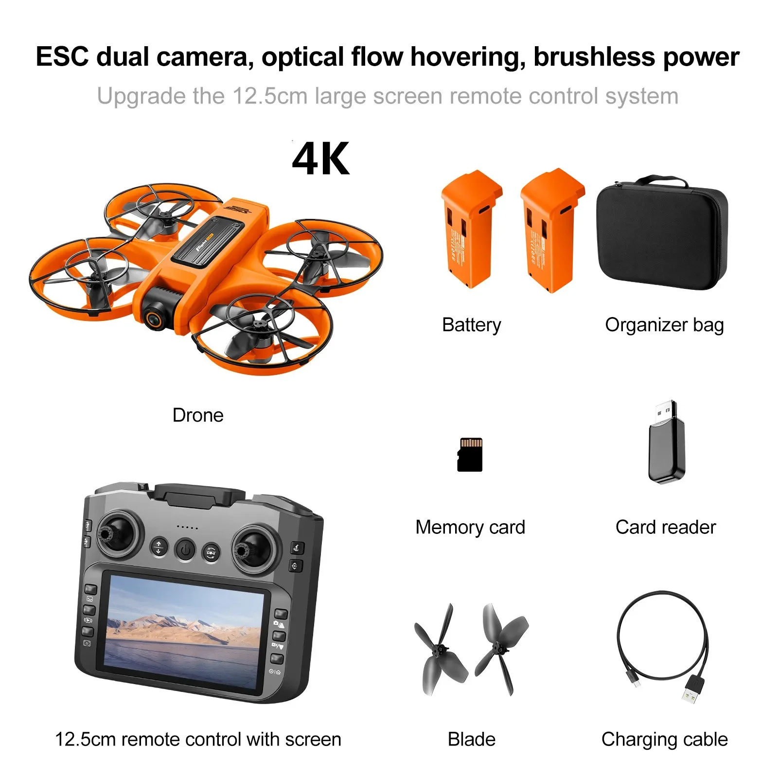 Bürstenloser Drohnen-Quadcopter mit Bildschirm, optischer Flugpositionierung und Kamera, FPV-Traverser, Anfänger-Spielzeugflugzeug