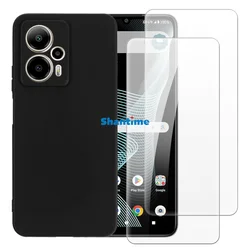 Soft Case + 2 Pack Tempered Glass Screen Protectors for Cricket Outlast 5G 2024,AT&T Motivate Pro 5G,Outlast™ 5G 2024 Full-Body