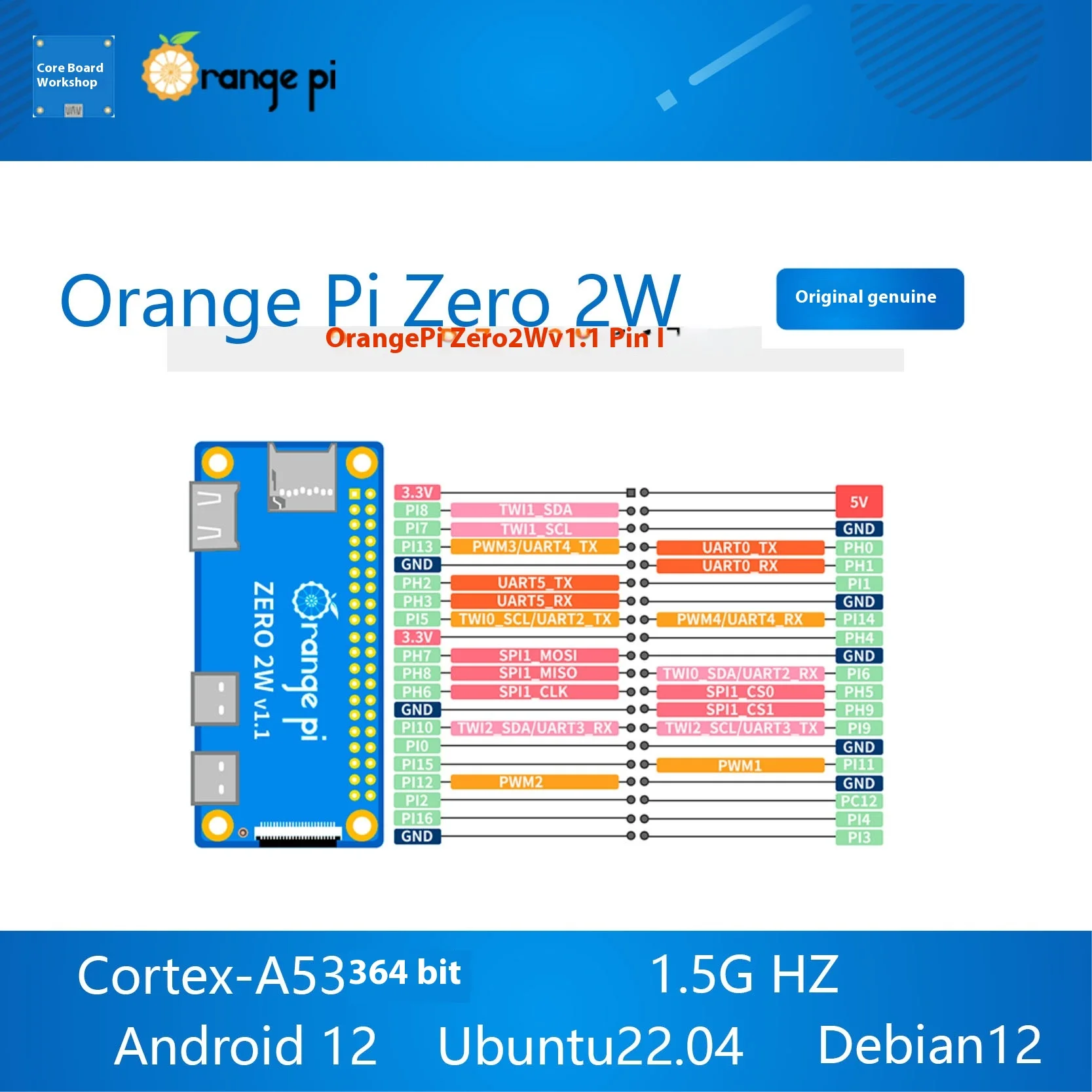 Imagem -04 - Placa de Desenvolvimento Orange pi Laranja pi Zero 2w Zero2w Quanzhi H61linux