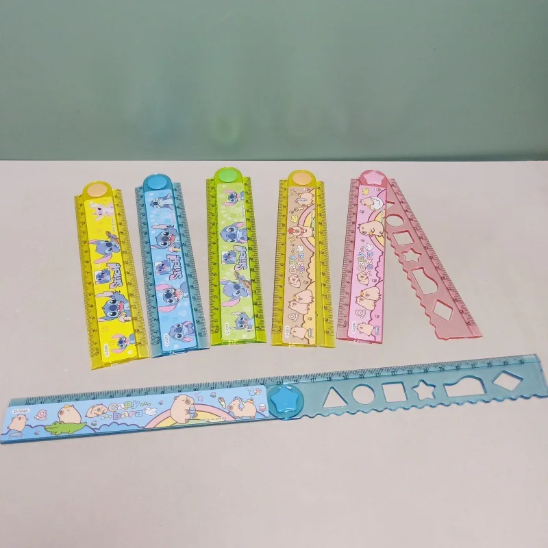 36pcs Disney Stitch 30cm folding ruler cute cartoon Lilo printing drawing plastic ruler student stationery gifts