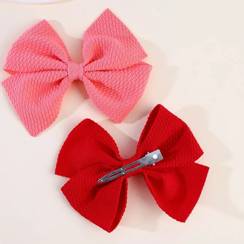 5pcs Classic Solid Color Hair Bow Ribbon Clips Hair Clips for Girls Large Bow Hairpin Hair Accessories Set Butterfly Hair Clip