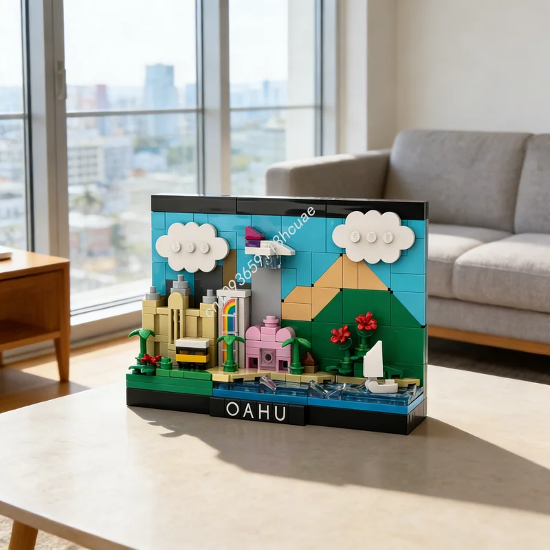 

229pcs MOC Creator Island O Ahu Hawaii Postcard Waikiki Model Building Blocks Architecture Christmas Gifts Toys Idea Brick